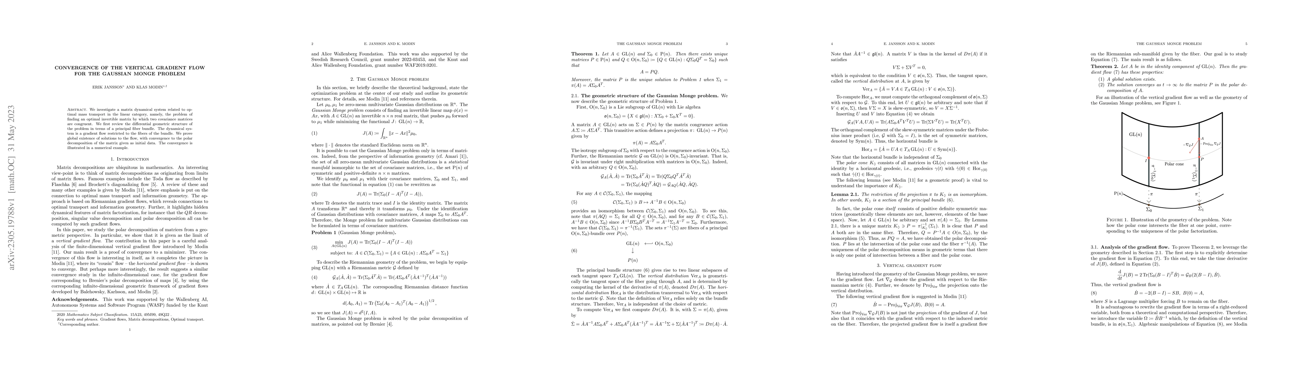 Thumbnail for Convergence of the vertical Gradient flow for the Gaussian Monge problem
