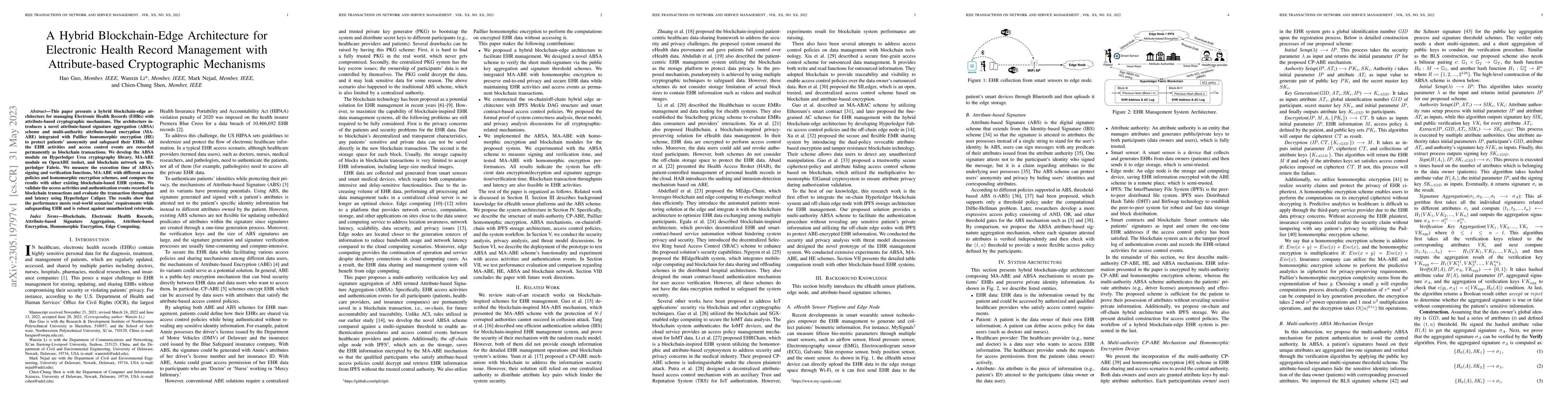 Thumbnail for A Hybrid Blockchain-Edge Architecture for Electronic Health Records
  Management with Attribute-based Cryptographic Mechanisms