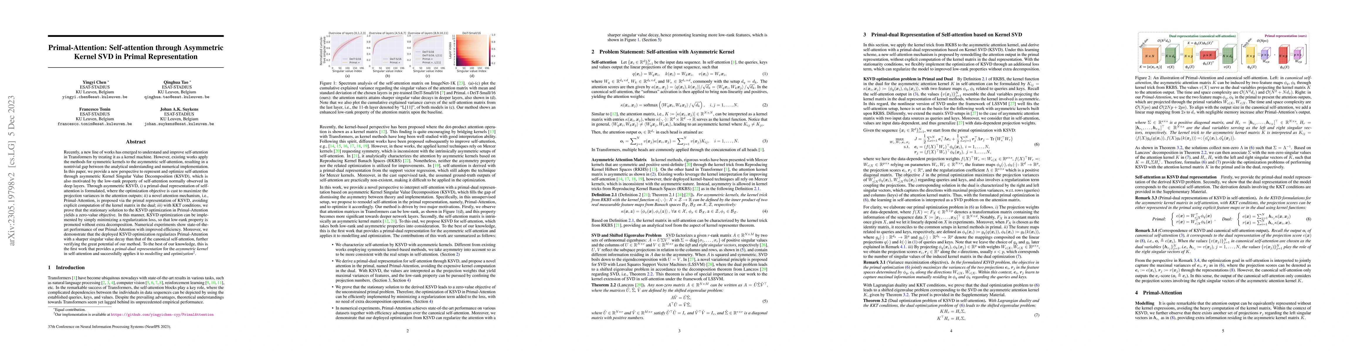 Thumbnail for Primal-Attention: Self-attention through Asymmetric Kernel SVD in Primal
  Representation