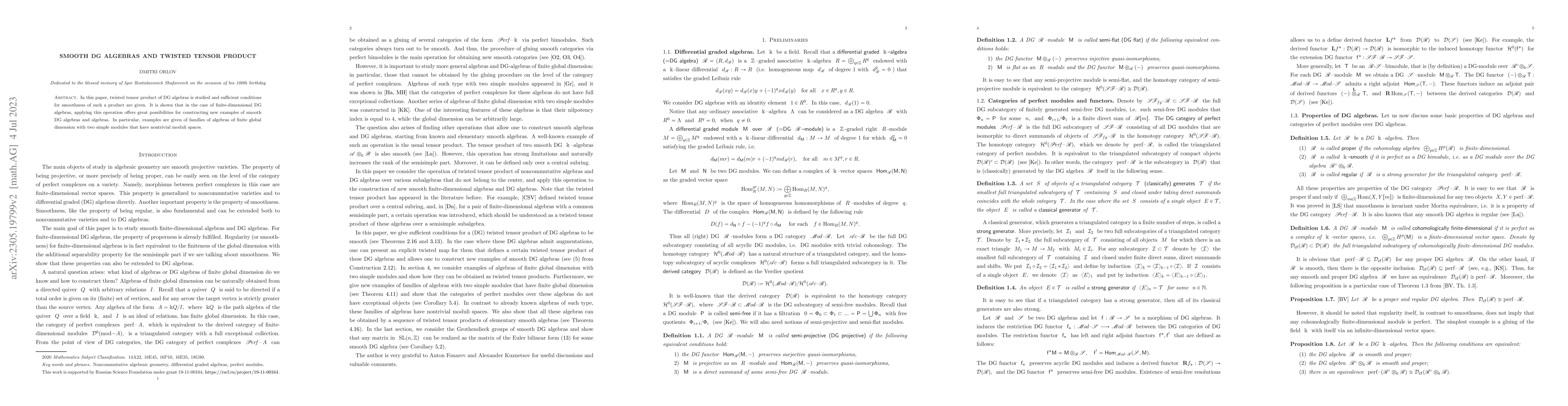 Thumbnail for Smooth DG algebras and twisted tensor product