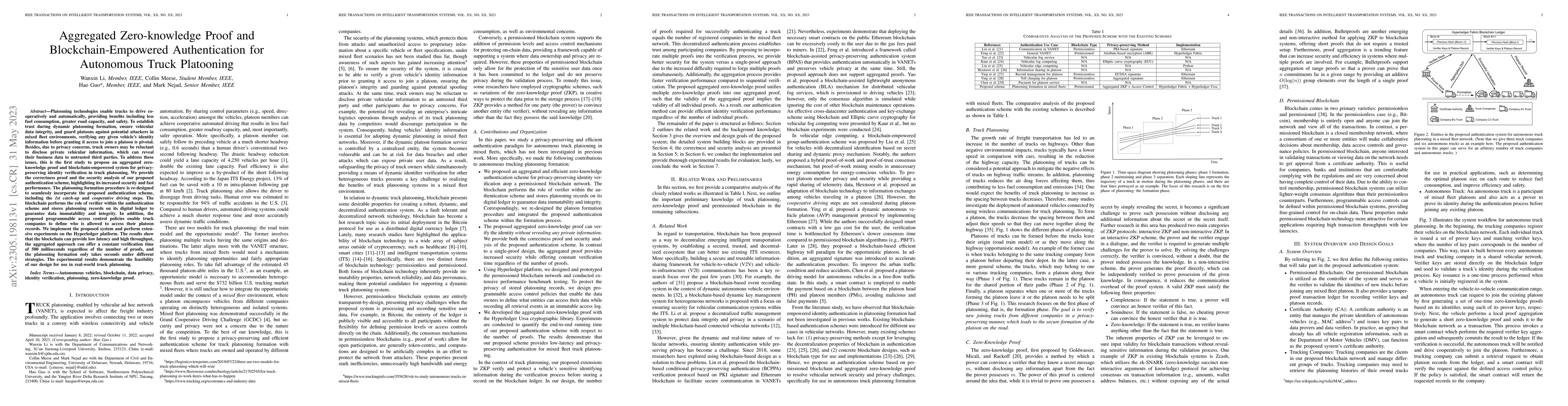 Thumbnail for Aggregated Zero-knowledge Proof and Blockchain-Empowered Authentication
  for Autonomous Truck Platooning