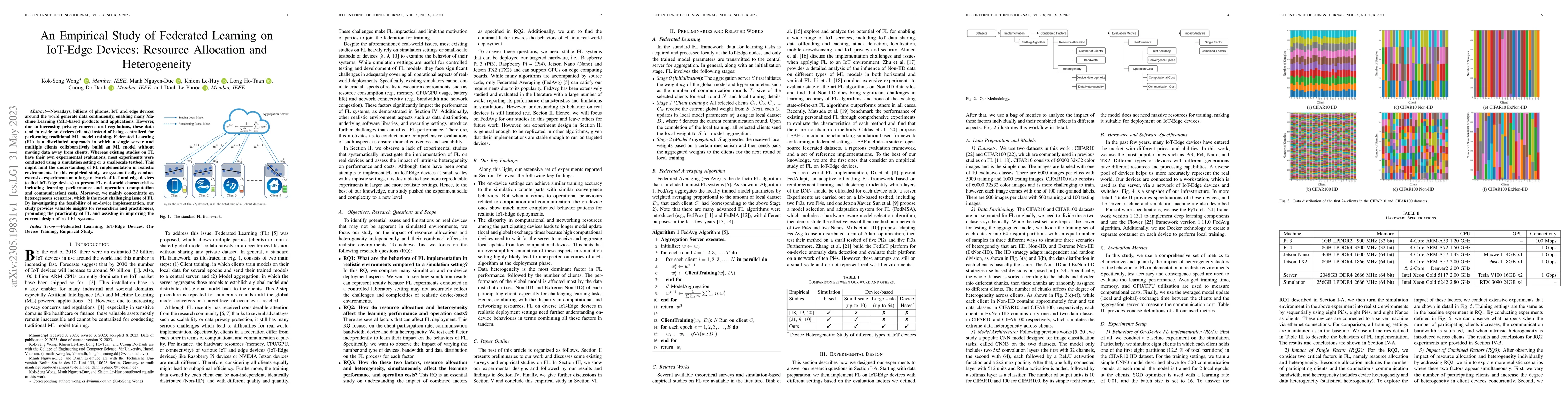 Thumbnail for An Empirical Study of Federated Learning on IoT-Edge Devices: Resource
  Allocation and Heterogeneity