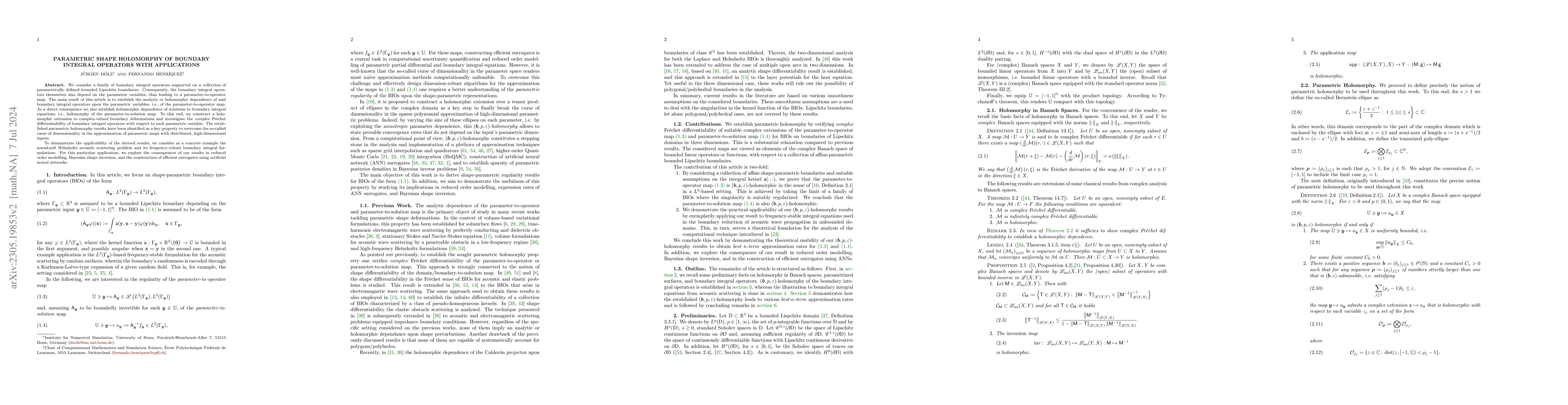 Thumbnail for Parametric Shape Holomorphy of Boundary Integral Operators with
  Applications