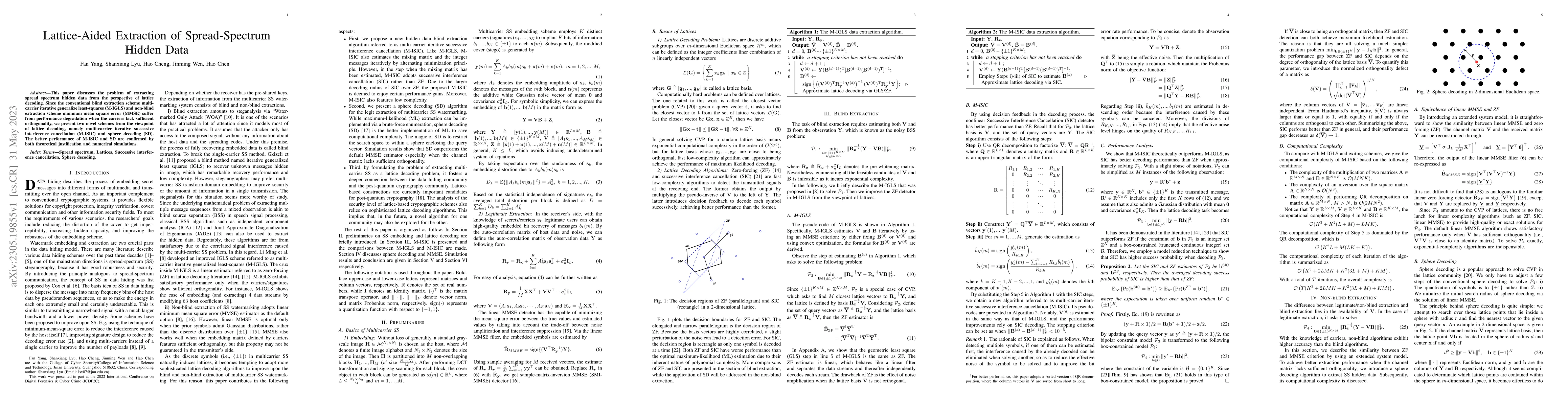 Thumbnail for Lattice-Aided Extraction of Spread-Spectrum Hidden Data