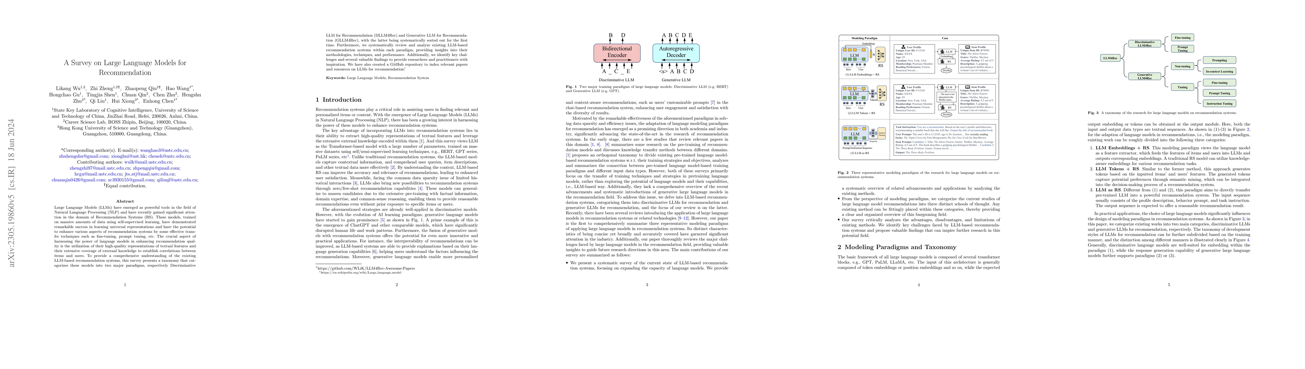 Thumbnail for A Survey on Large Language Models for Recommendation