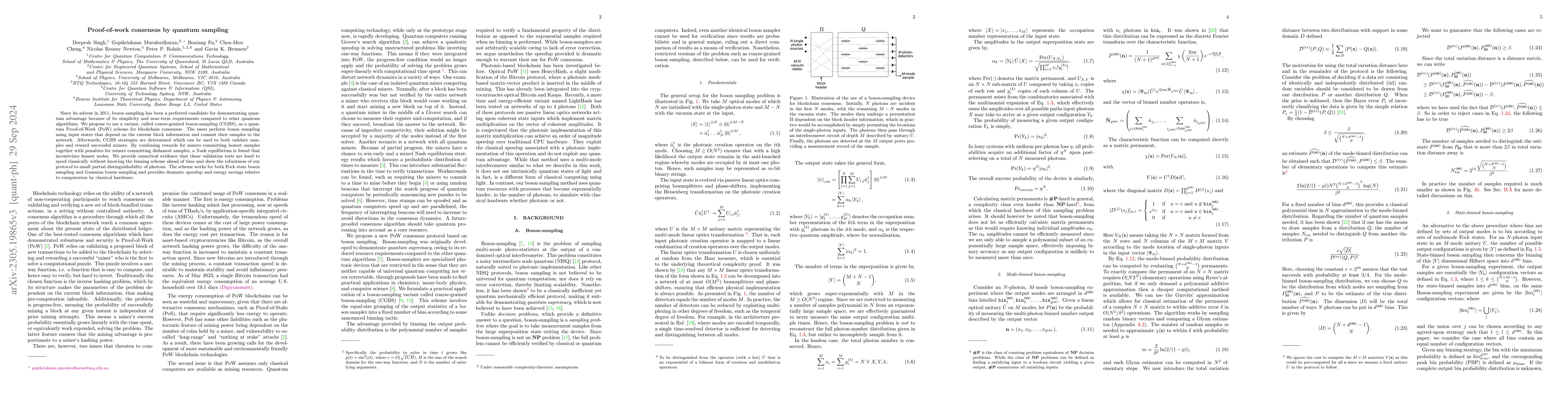 Thumbnail for Proof-of-work consensus by quantum sampling
