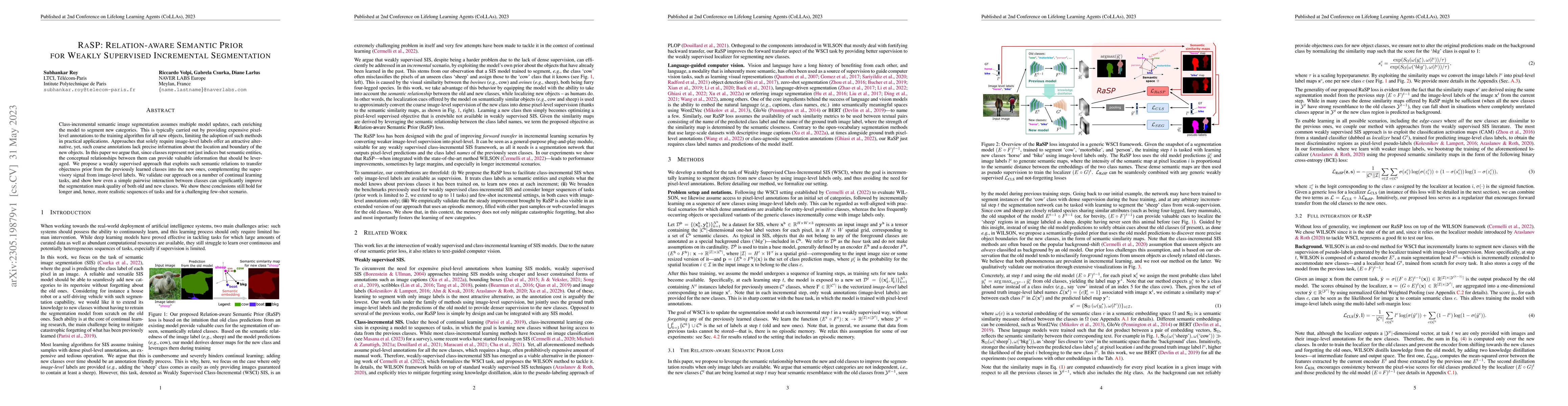 Thumbnail for RaSP: Relation-aware Semantic Prior for Weakly Supervised Incremental
  Segmentation