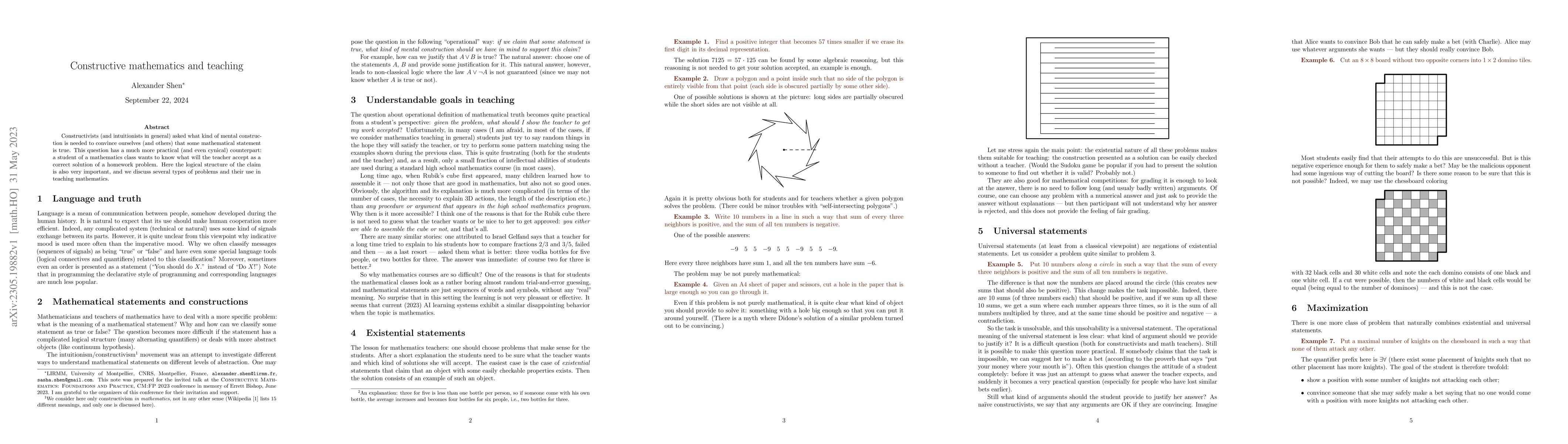 Thumbnail for Constructive mathematics and teaching
