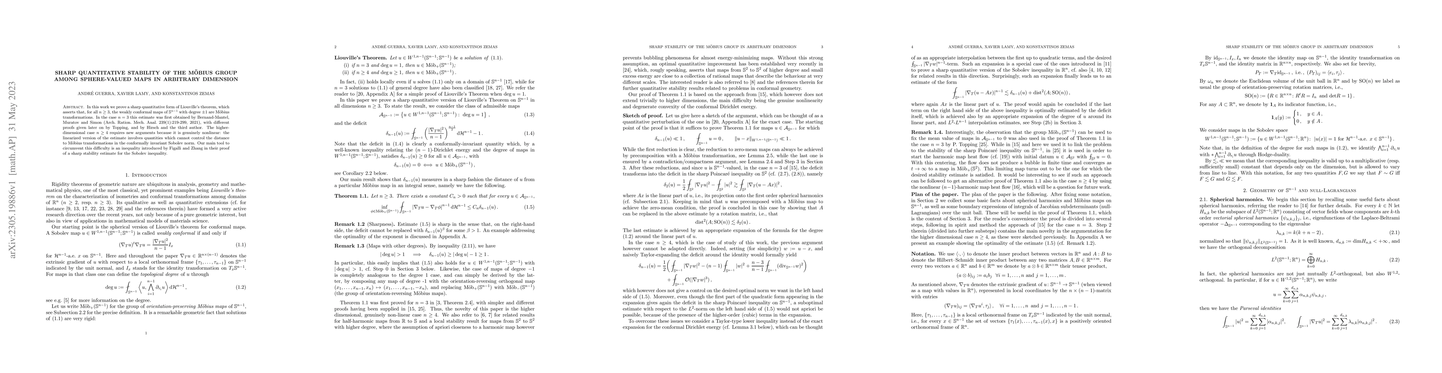 Thumbnail for Sharp quantitative stability of the M\"obius group among sphere-valued
  maps in arbitrary dimension