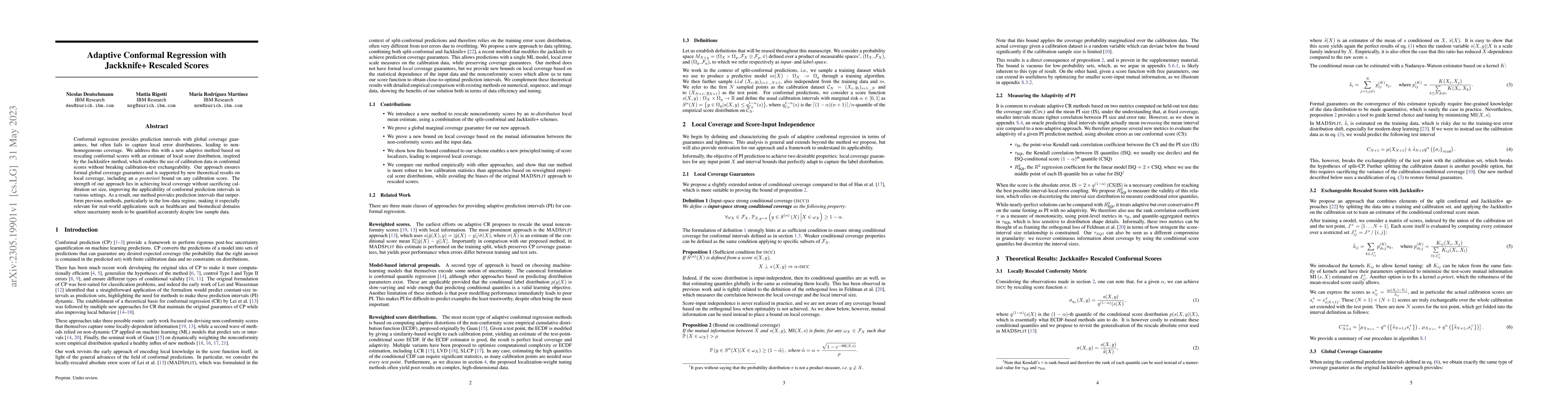 Thumbnail for Adaptive Conformal Regression with Jackknife+ Rescaled Scores