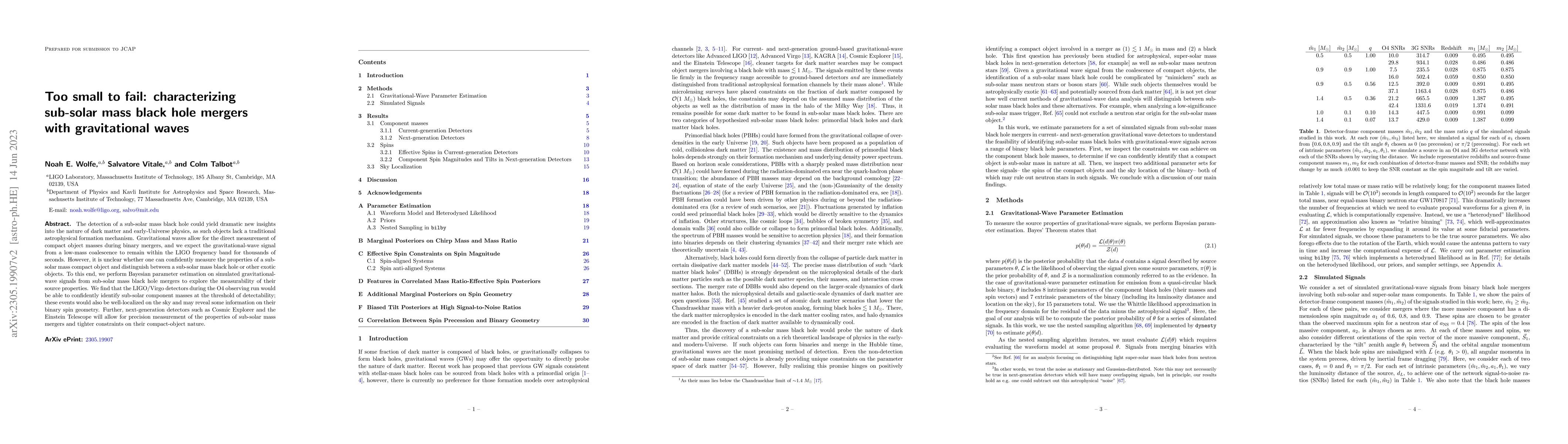 Thumbnail for Too small to fail: characterizing sub-solar mass black hole mergers with
  gravitational waves
