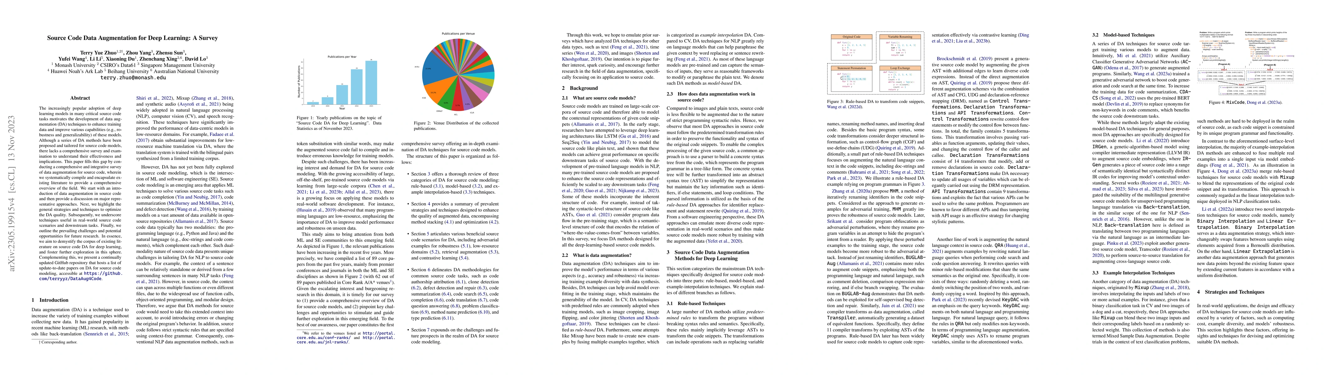 Thumbnail for Source Code Data Augmentation for Deep Learning: A Survey