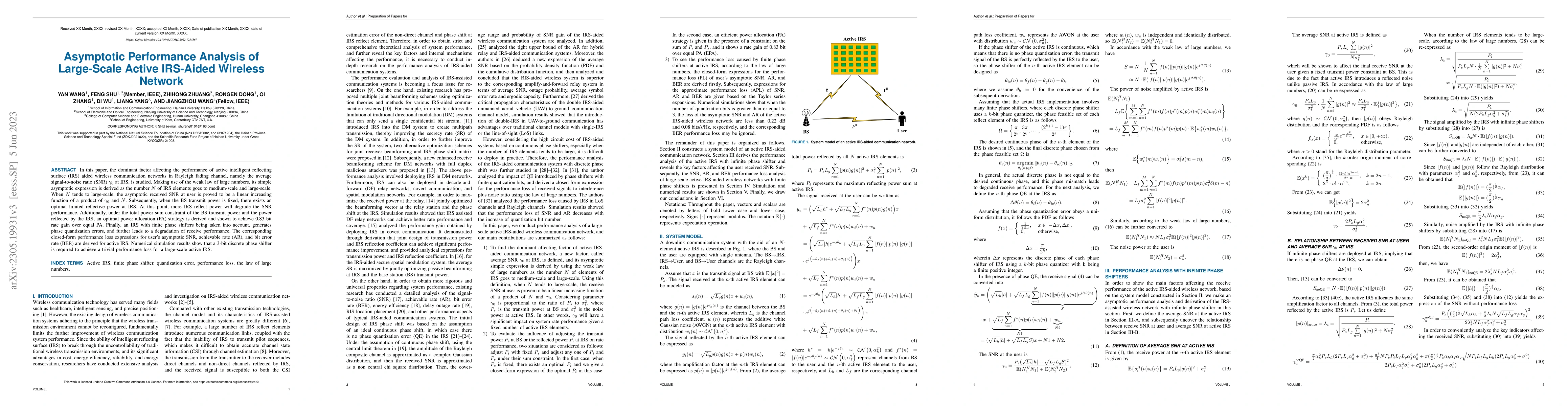 Thumbnail for Asymptotic Performance Analysis of Large-Scale Active IRS-Aided Wireless
  Network