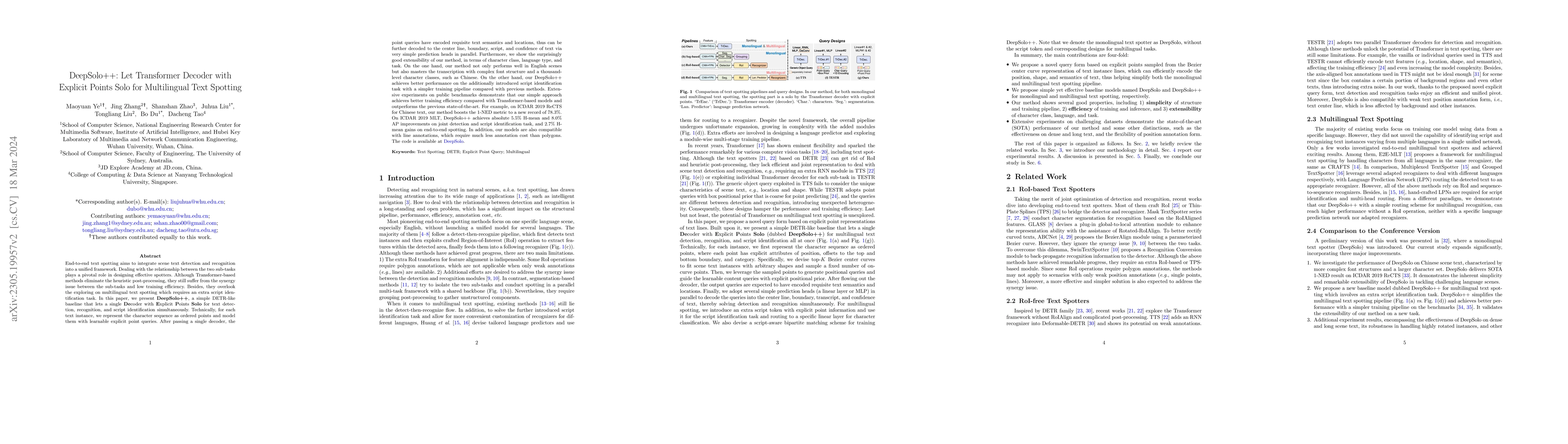 Thumbnail for DeepSolo++: Let Transformer Decoder with Explicit Points Solo for
  Multilingual Text Spotting