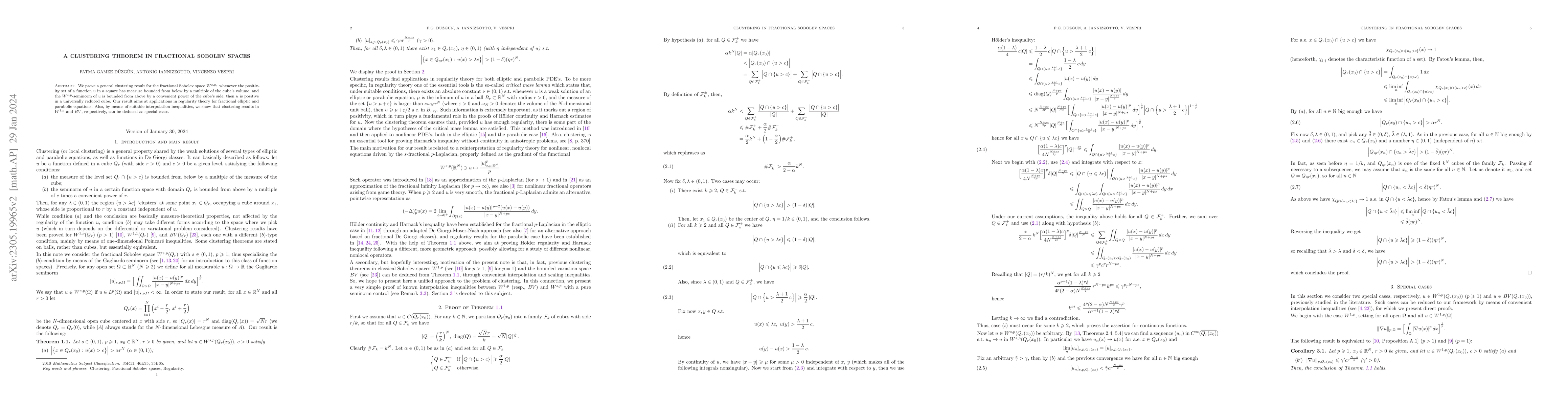 Thumbnail for A clustering theorem in fractional Sobolev spaces