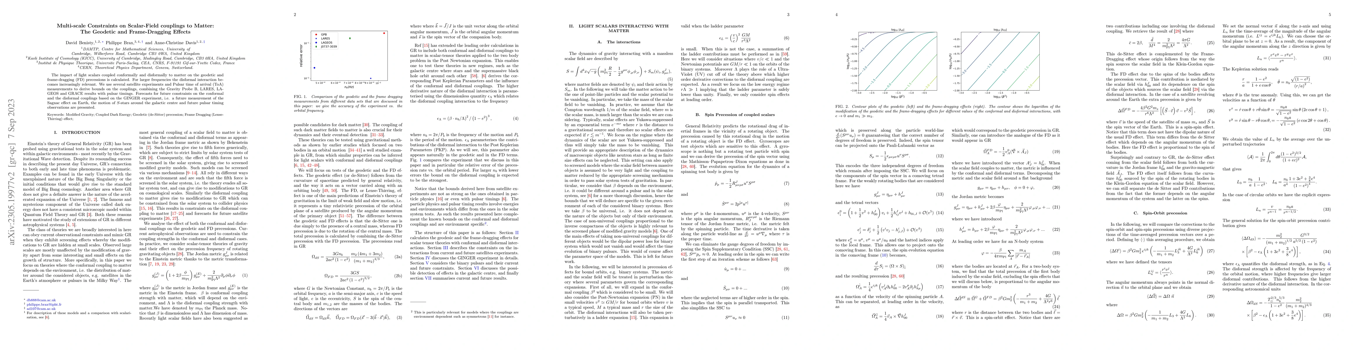 Thumbnail for Multi-scale Constraints on Scalar-Field couplings to Matter: The
  Geodetic and Frame-Dragging Effects