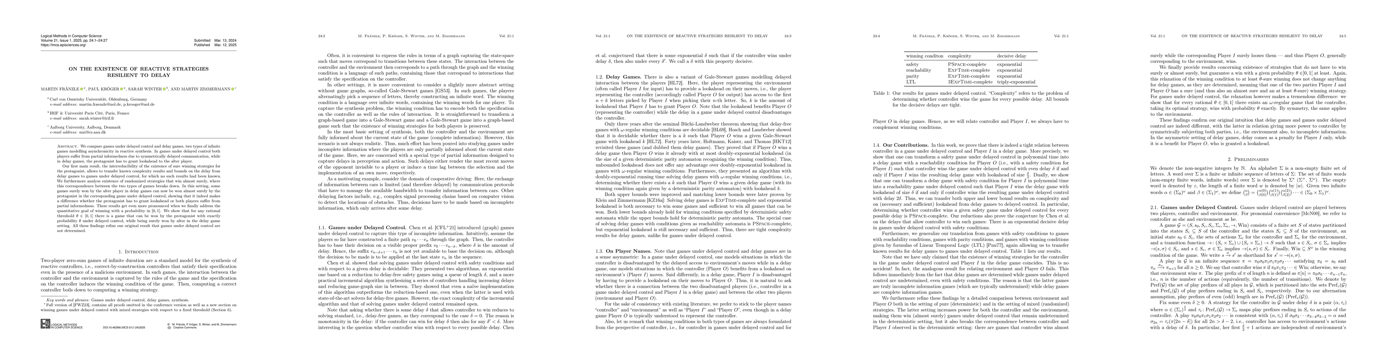 Thumbnail for On the Existence of Reactive Strategies Resilient to Delay