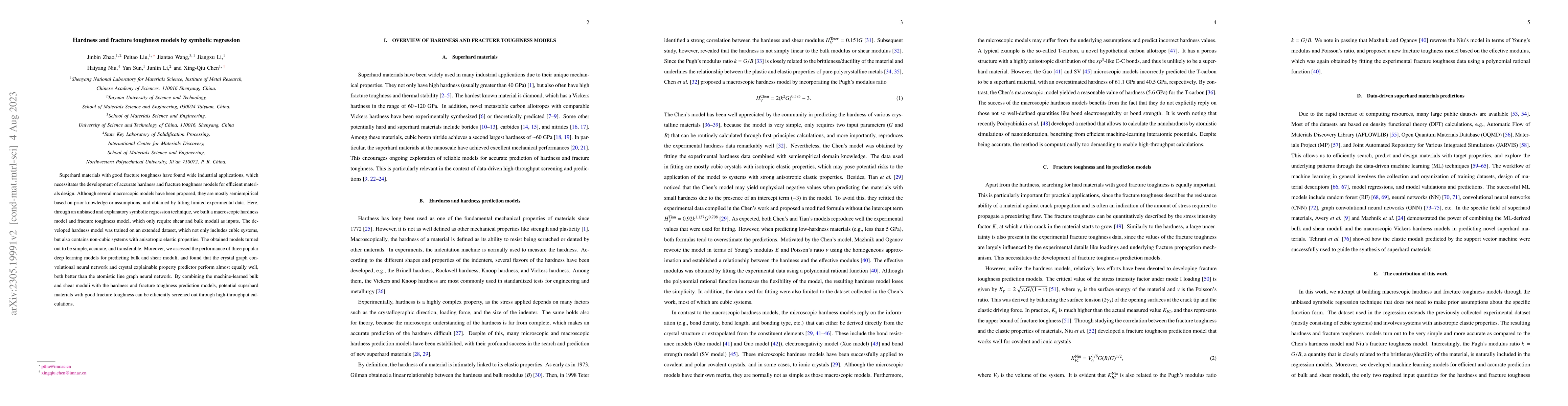 Thumbnail for Hardness and fracture toughness models by symbolic regression