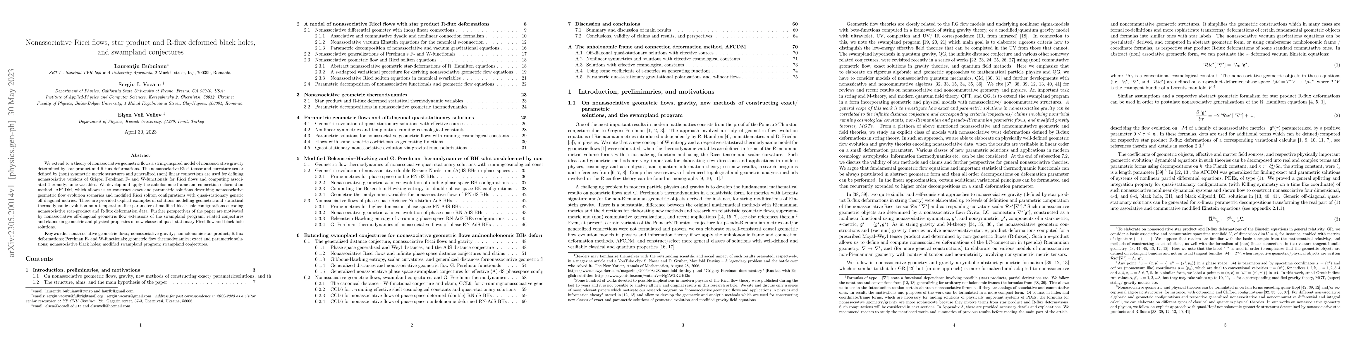 Thumbnail for Nonassociative Ricci flows, star product and R-flux deformed black
  holes, and swampland conjectures