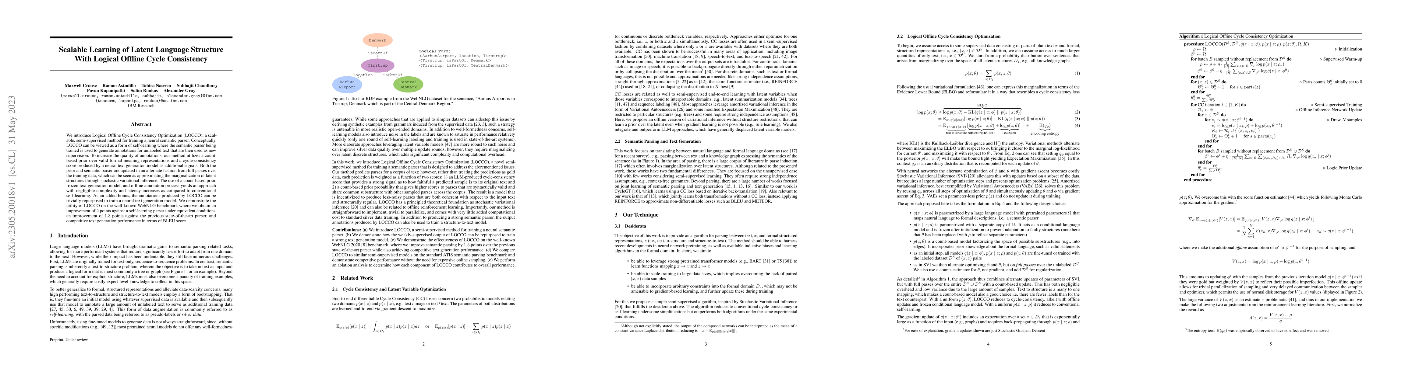 Thumbnail for Scalable Learning of Latent Language Structure With Logical Offline
  Cycle Consistency
