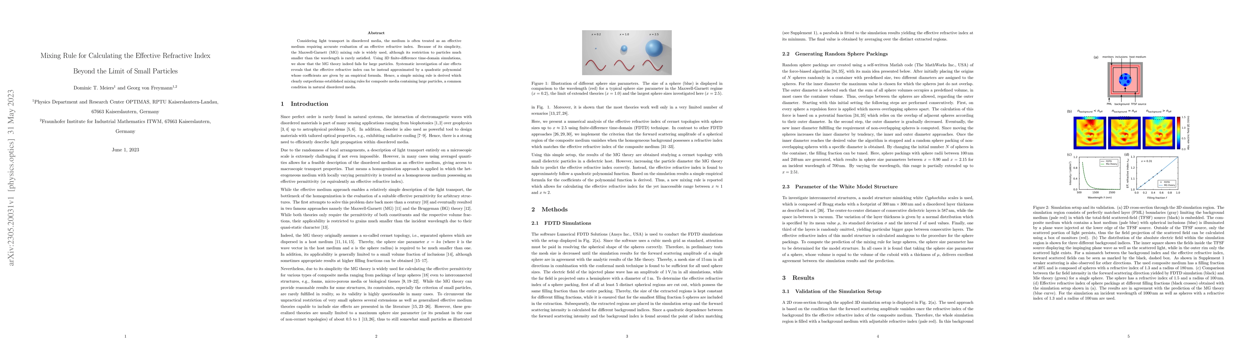 Thumbnail for Mixing Rule for Calculating the Effective Refractive Index Beyond the
  Limit of Small Particles
