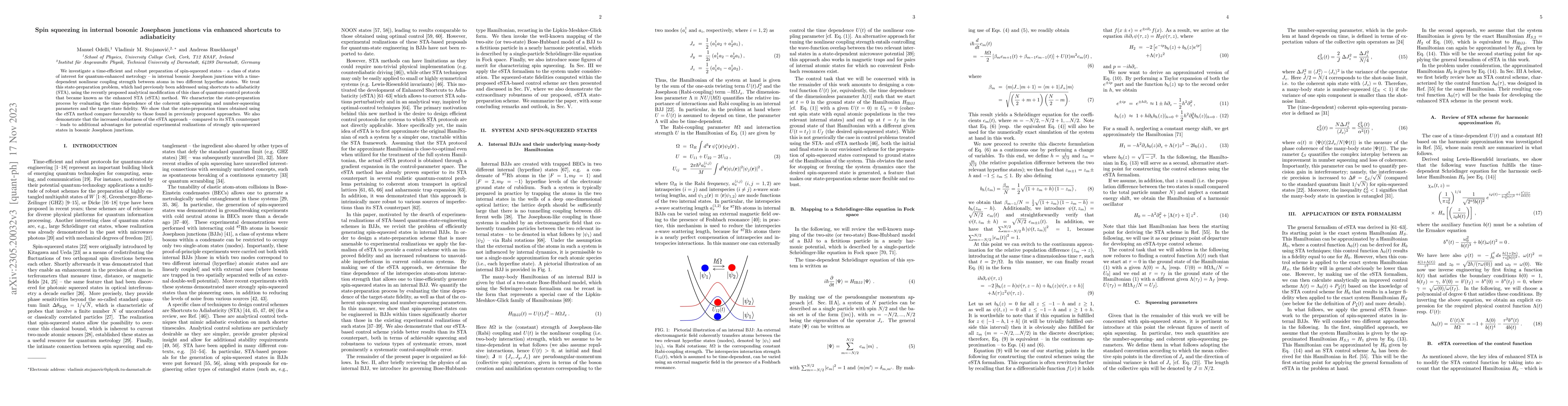 Thumbnail for Spin squeezing in internal bosonic Josephson junctions via enhanced
  shortcuts to adiabaticity