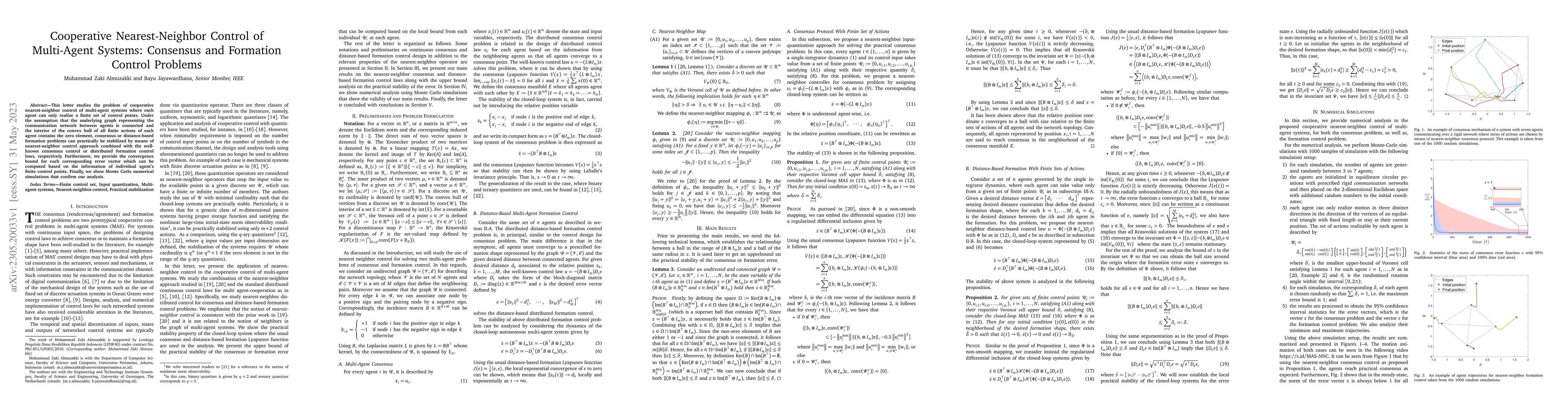 Thumbnail for Cooperative Nearest-Neighbor Control of Multi-Agent Systems: Consensus
  and Formation Control Problems