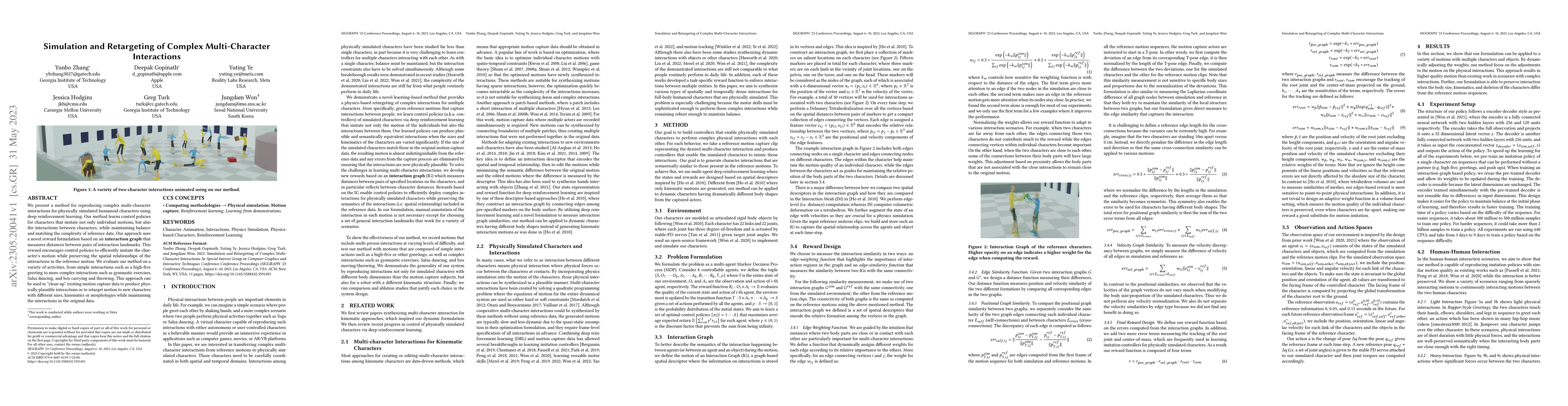 Thumbnail for Simulation and Retargeting of Complex Multi-Character Interactions