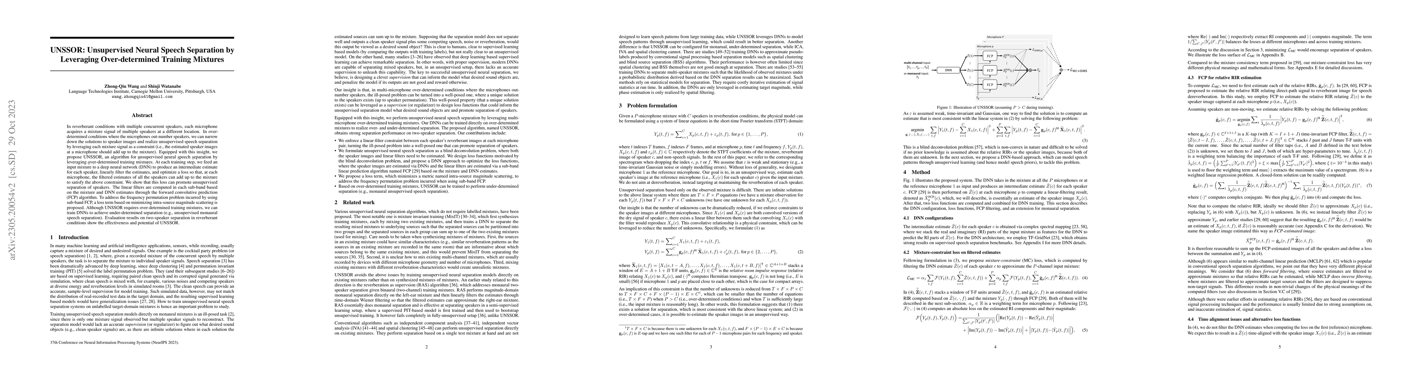 Thumbnail for UNSSOR: Unsupervised Neural Speech Separation by Leveraging
  Over-determined Training Mixtures