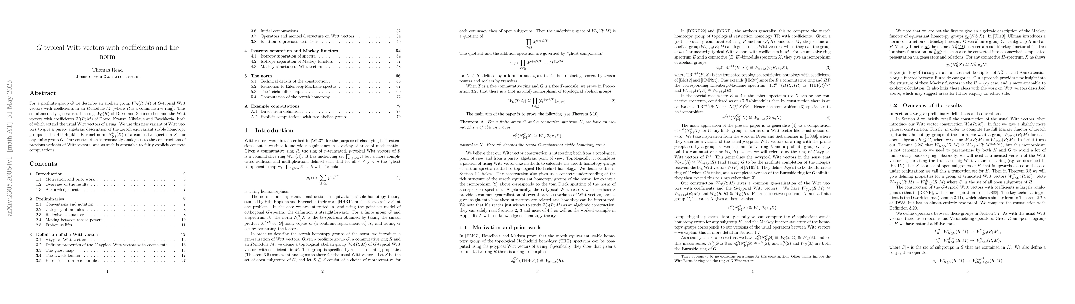 Thumbnail for $G$-typical Witt vectors with coefficients and the norm