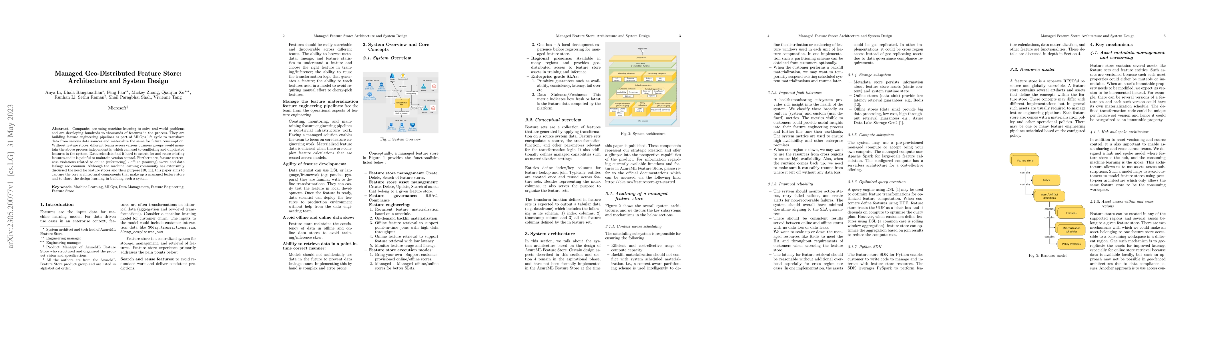 Thumbnail for Managed Geo-Distributed Feature Store: Architecture and System Design