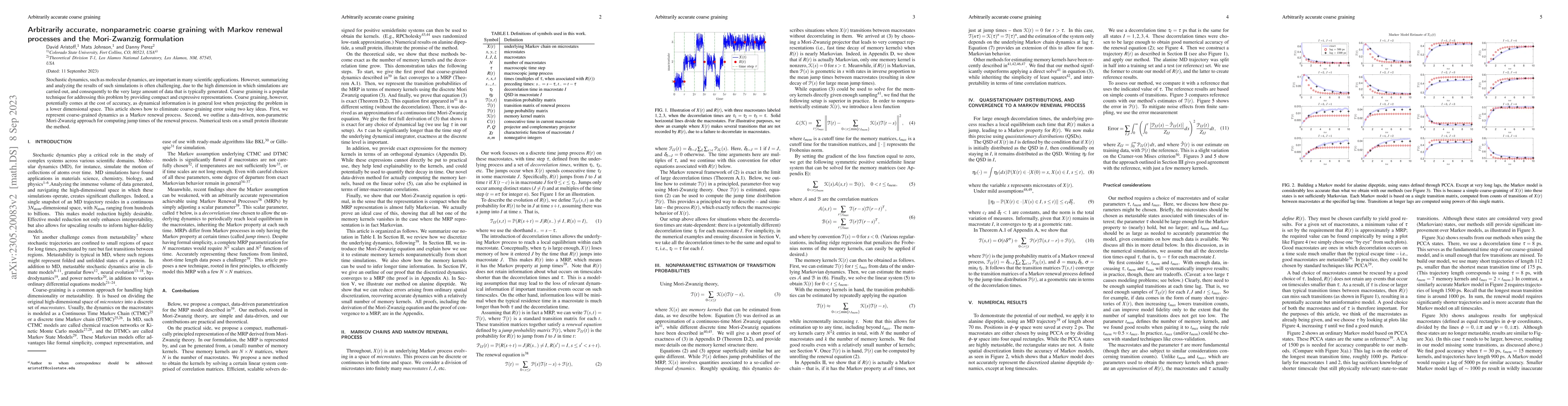 Thumbnail for Arbitrarily accurate, nonparametric coarse graining with Markov renewal
  processes and the Mori-Zwanzig formulation