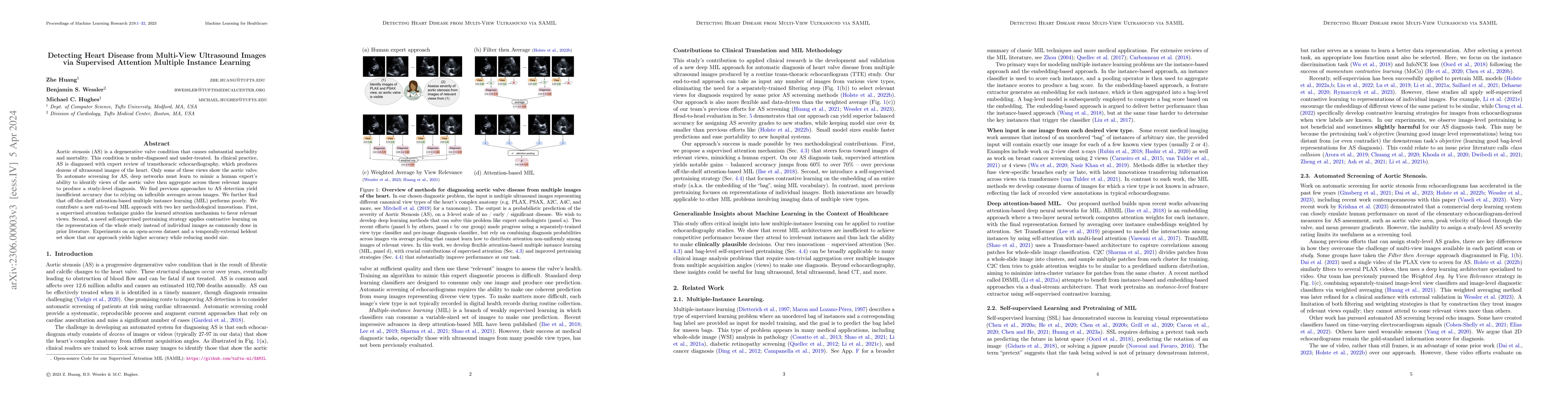 Thumbnail for Detecting Heart Disease from Multi-View Ultrasound Images via Supervised
  Attention Multiple Instance Learning