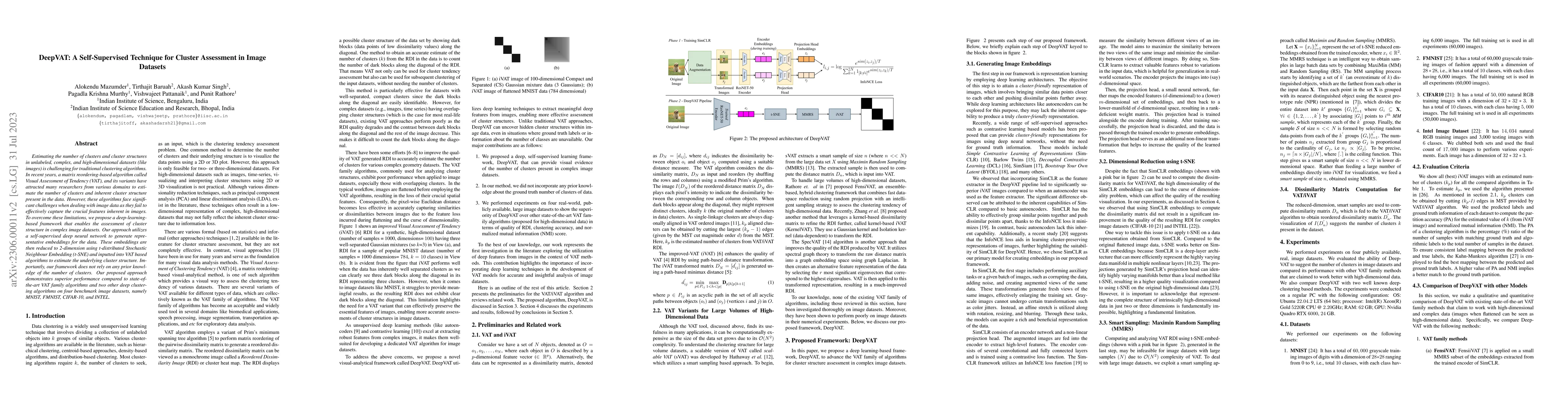 Thumbnail for DeepVAT: A Self-Supervised Technique for Cluster Assessment in Image
  Datasets
