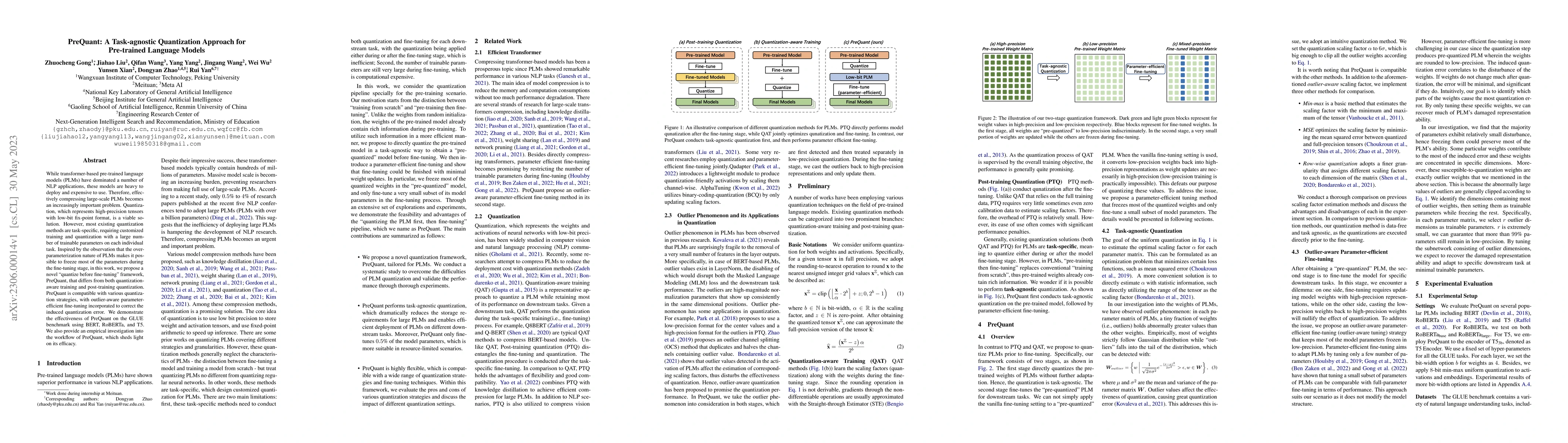 Thumbnail for PreQuant: A Task-agnostic Quantization Approach for Pre-trained Language
  Models