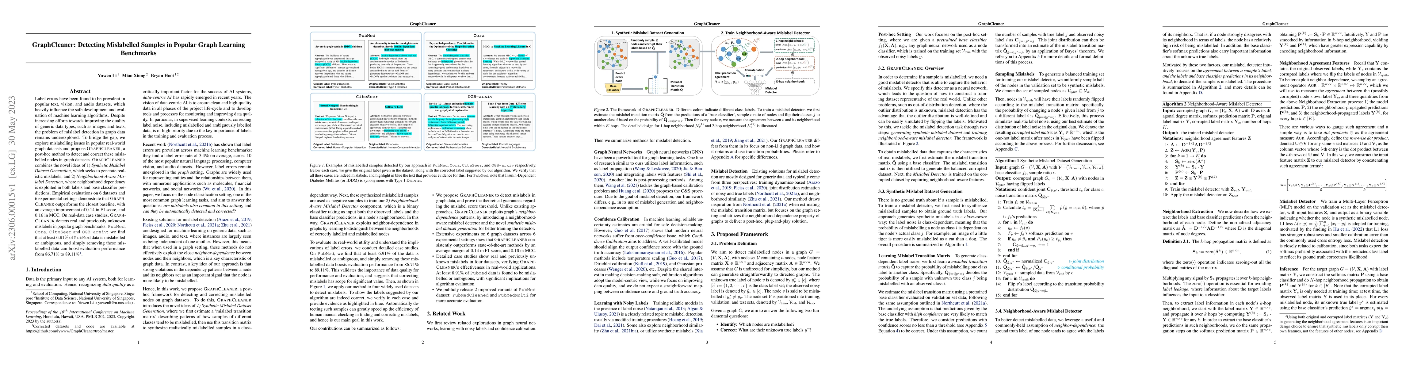 Thumbnail for GraphCleaner: Detecting Mislabelled Samples in Popular Graph Learning
  Benchmarks