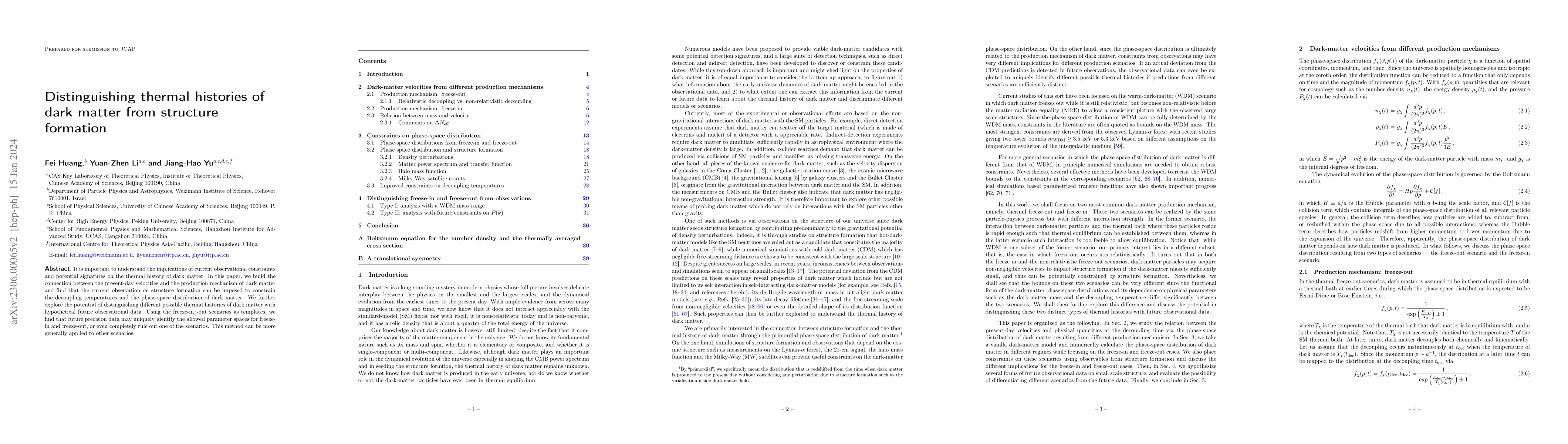 Thumbnail for Distinguishing thermal histories of dark matter from structure formation