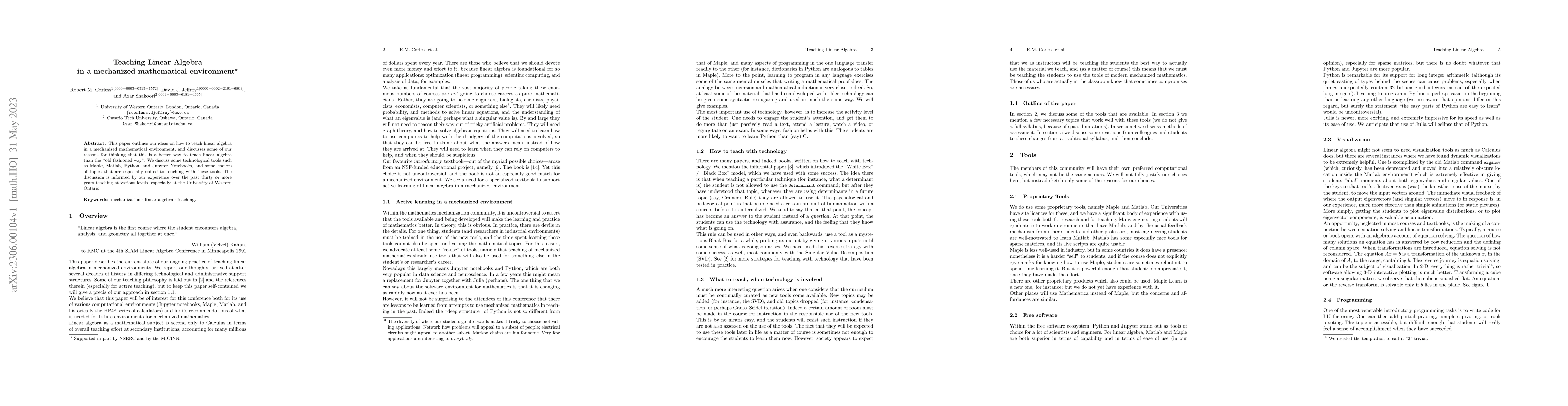 Thumbnail for Teaching Linear Algebra in a Mechanized Mathematical Environment