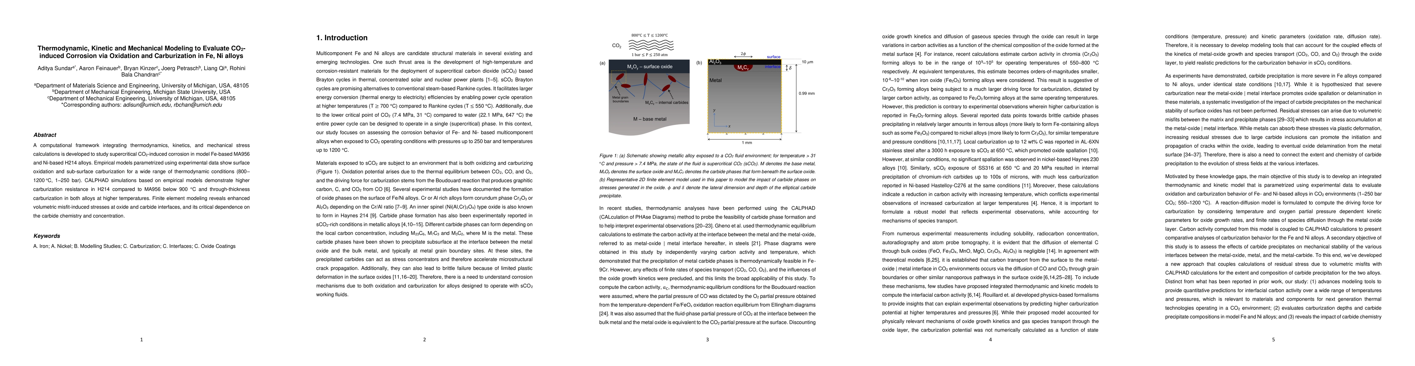 Thumbnail for Thermodynamic, Kinetic and Mechanical Modeling to Evaluate CO2-induced
  Corrosion via Oxidation and Carburization in Fe, Ni alloys
