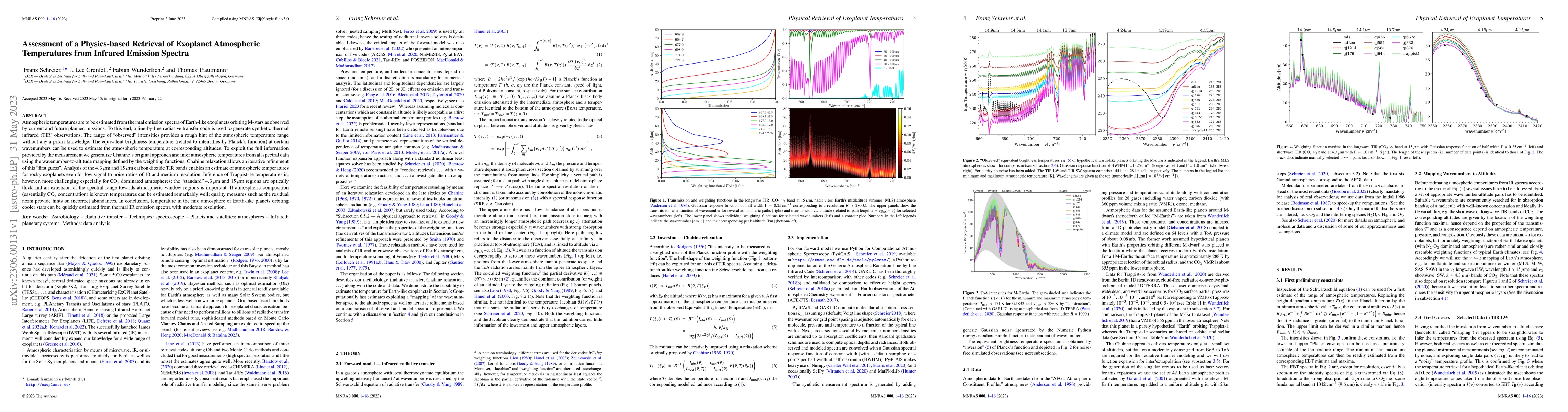 Thumbnail for Assessment of a Physics-based Retrieval of Exoplanet Atmospheric
  Temperatures from Infrared Emission Spectra