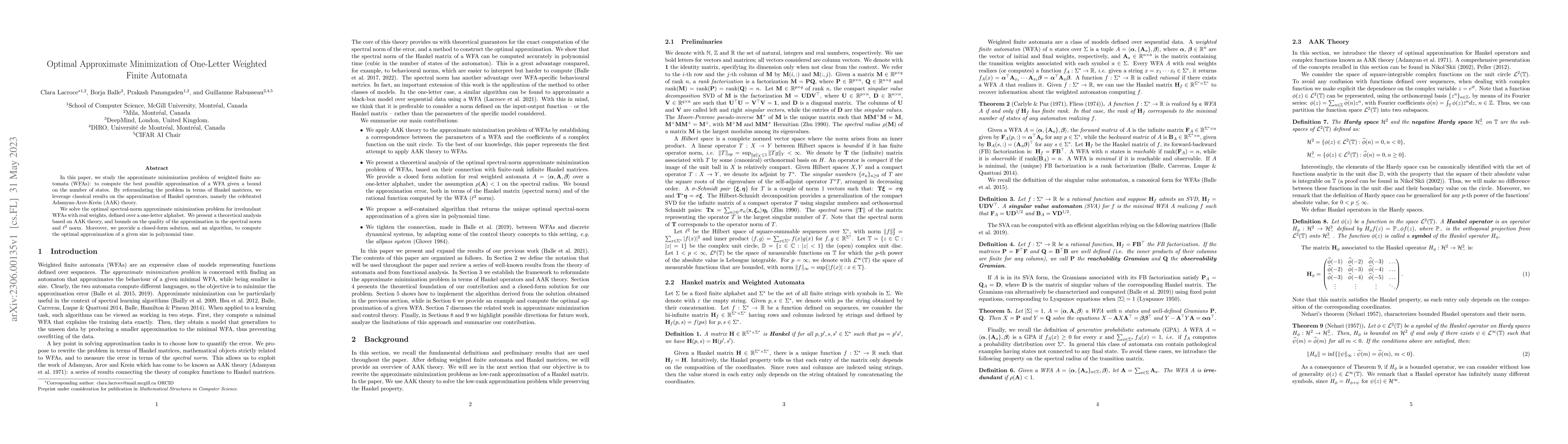 Thumbnail for Optimal Approximate Minimization of One-Letter Weighted Finite Automata