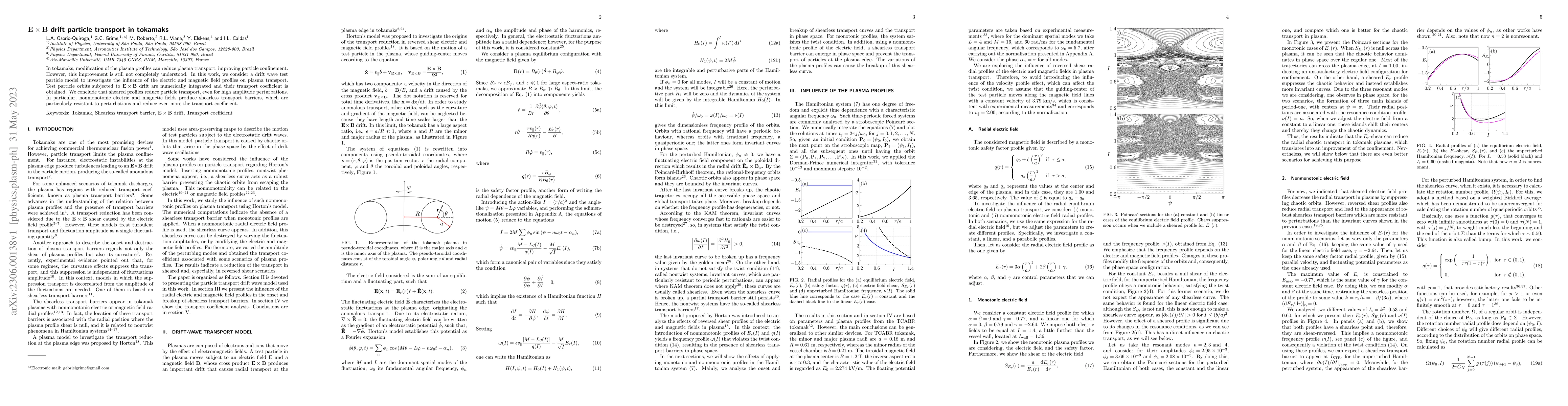 Thumbnail for ExB drift particle transport in tokamaks