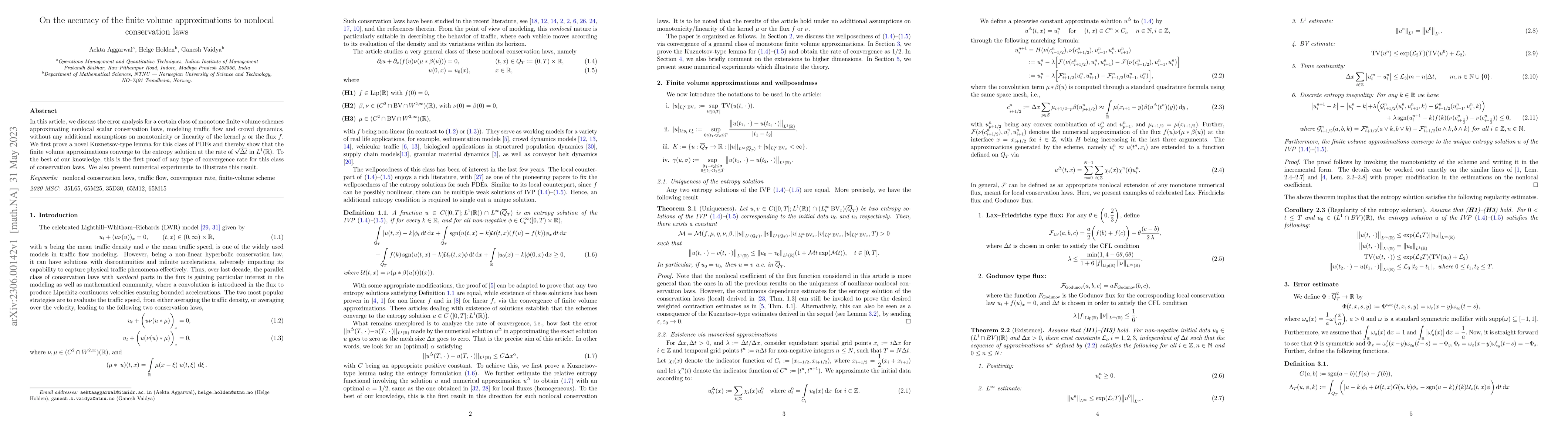 Thumbnail for On the accuracy of the finite volume approximations to nonlocal
  conservation laws
