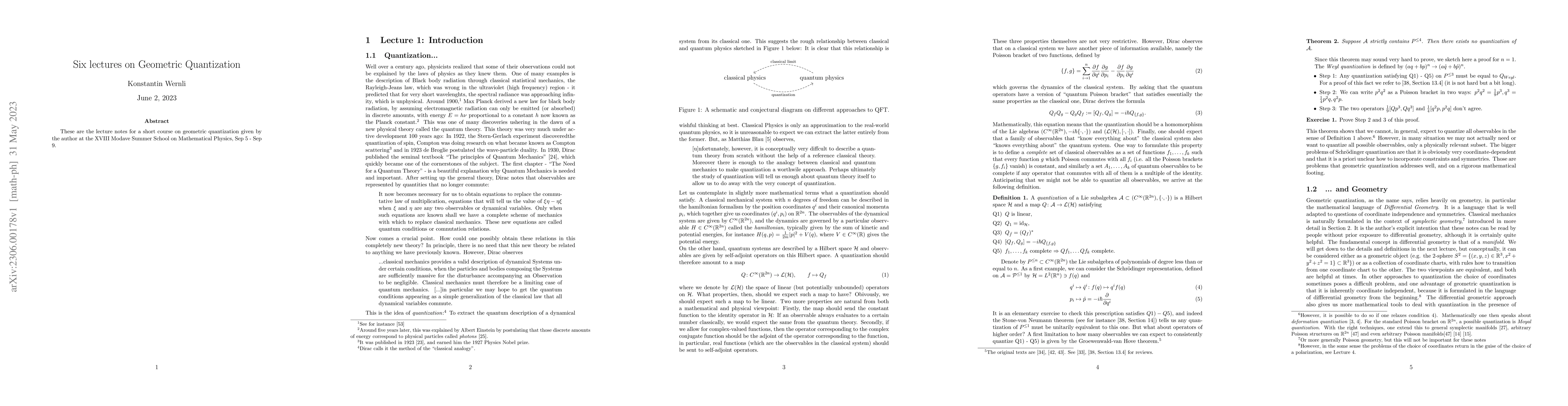 Thumbnail for Six lectures on Geometric Quantization