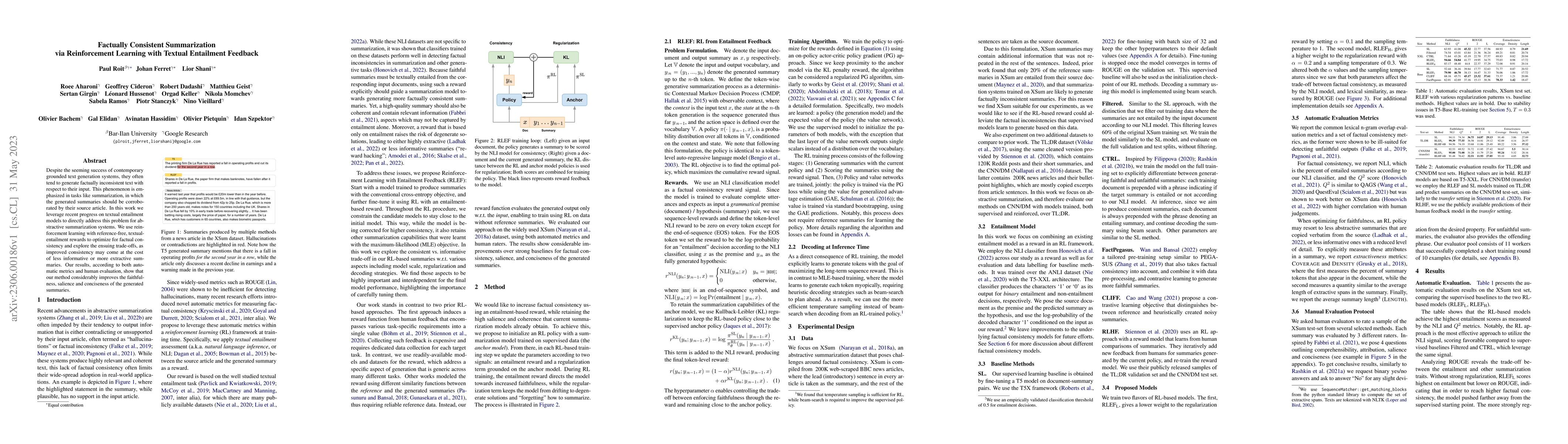 Thumbnail for Factually Consistent Summarization via Reinforcement Learning with
  Textual Entailment Feedback