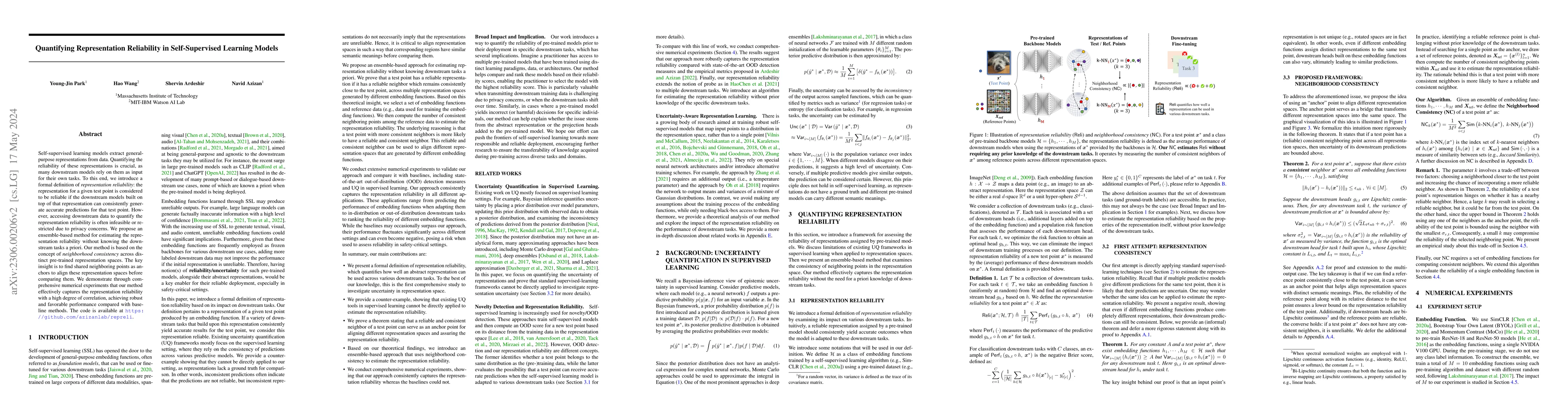 Thumbnail for Quantifying Representation Reliability in Self-Supervised Learning
  Models
