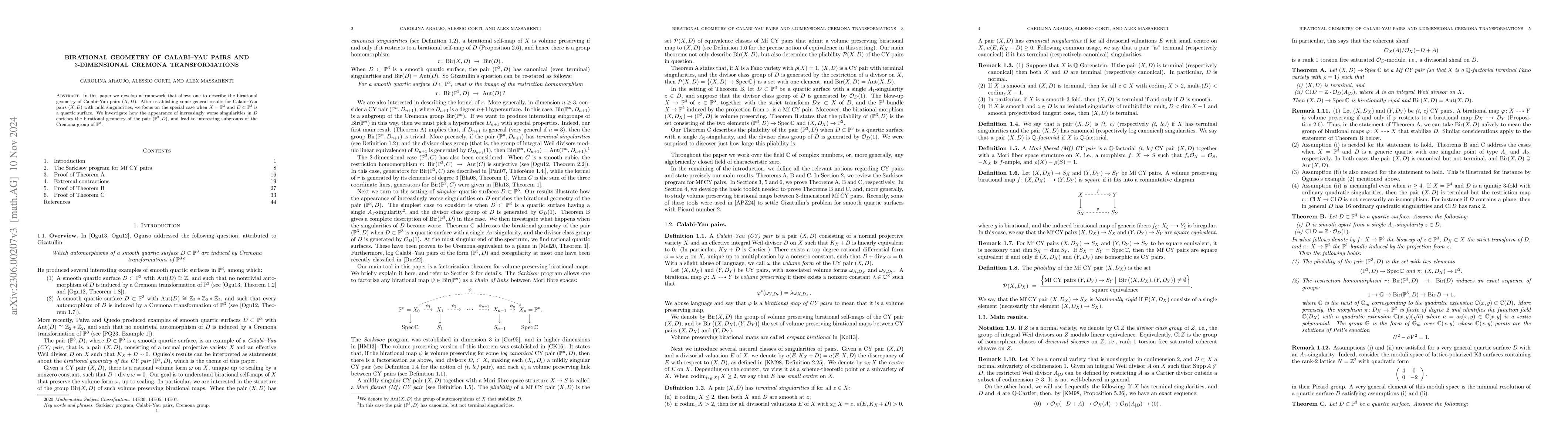 Thumbnail for Birational geometry of Calabi-Yau pairs and 3-dimensional Cremona
  transformations