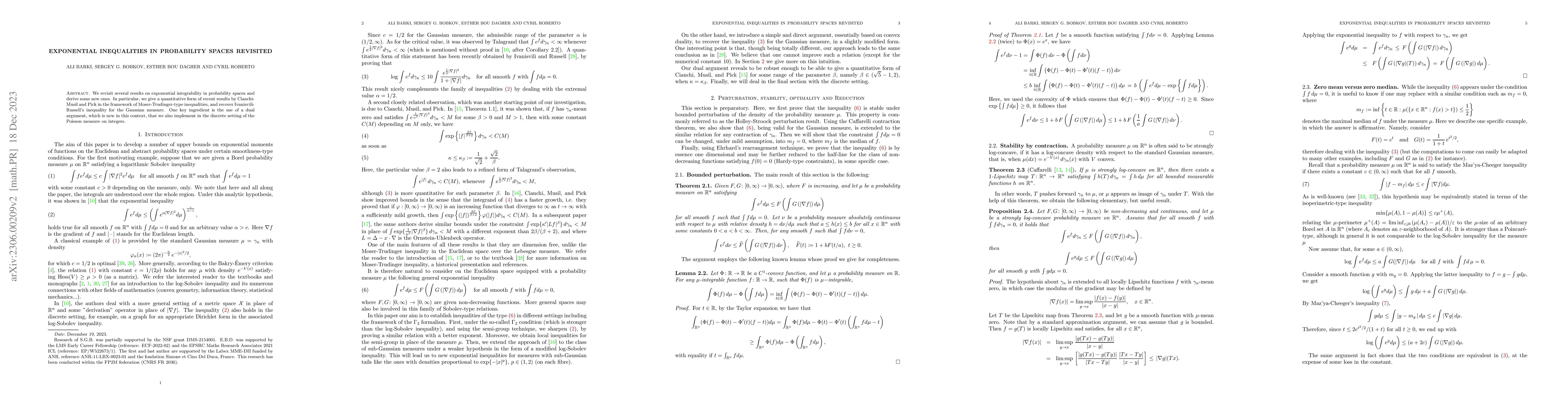 Thumbnail for Exponential inequalities in probability spaces revisited