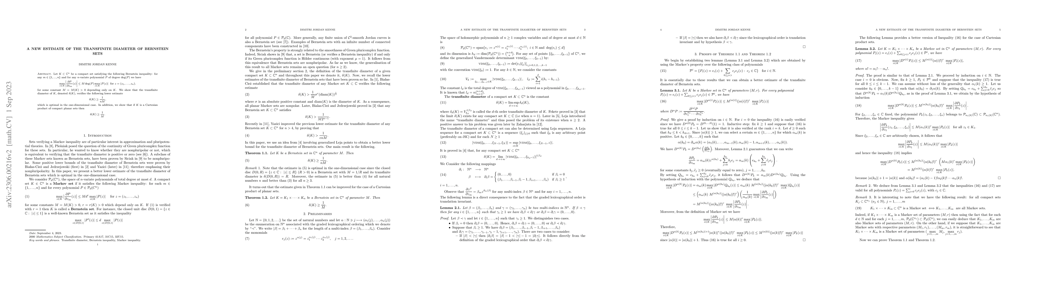 Thumbnail for A new estimate of the transfinite diameter of Bernstein sets