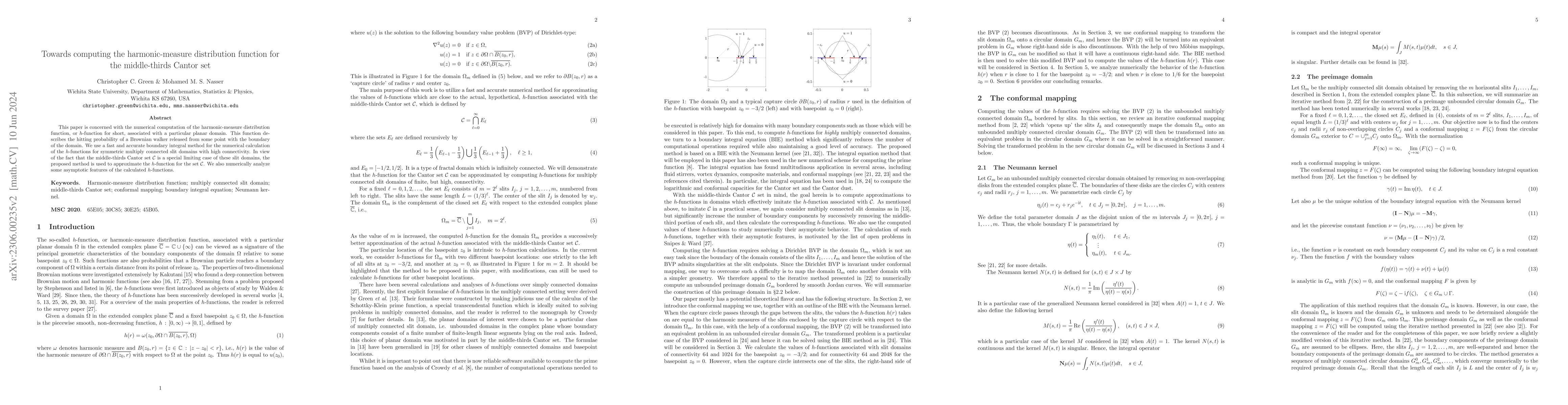 Thumbnail for Towards computing the harmonic-measure distribution function for the
  middle-thirds Cantor set